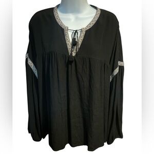 Madewell Women's Embroidered Bohemian Shirt Top Oversized Size XL  Long Sleeves